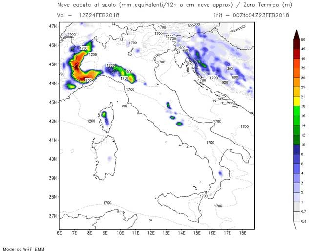 Neve e poi gelo per gli ultimi giorni di febbraio 2018
